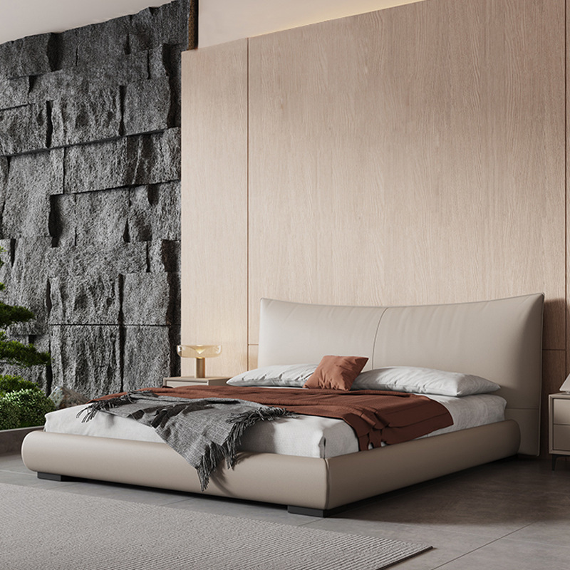 Cama de cuero de estilo italiano minimalista de lujo, 1.5m 1.8 cama doble, cama queen, moderna y simple, cama de boda de almacenamiento suave