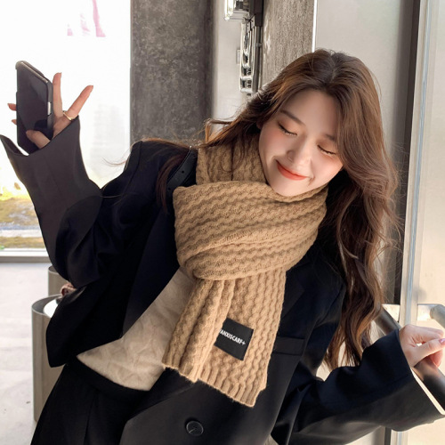 Fashionable scarf for women, autumn and winter cashmere-like imitation, simple and versatile, warm-keeping, thick cashmere-style scarf, solid color, casual, student shawl