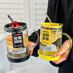 1000ml高颜値爆金耐高温ストローカップ大容量高ホウ素シリコングラス卸売り家庭用オフィス