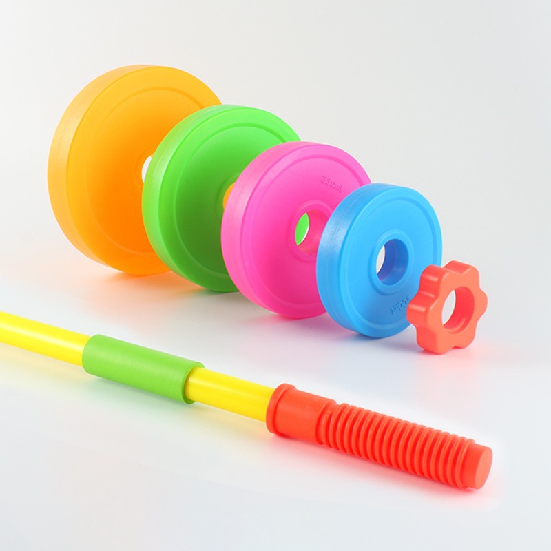Juguetes de barbell de inyección de plástico transfronterizos para niños indoor y al aire libre para bebés levantamiento de pesas juego de juguetes de entrenamiento deportivo al por mayor
