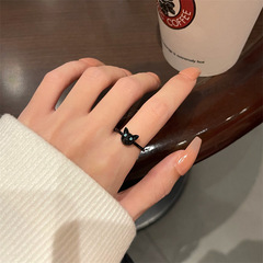 Black Small Cat Ring for Women 2022 New Trend Ins Unique Design Finger Ring Fashion Personality Ring