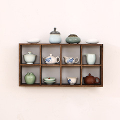 實木茶杯紫砂壺收納架博古架多寶閣主人杯架小格尺寸13X13厘米