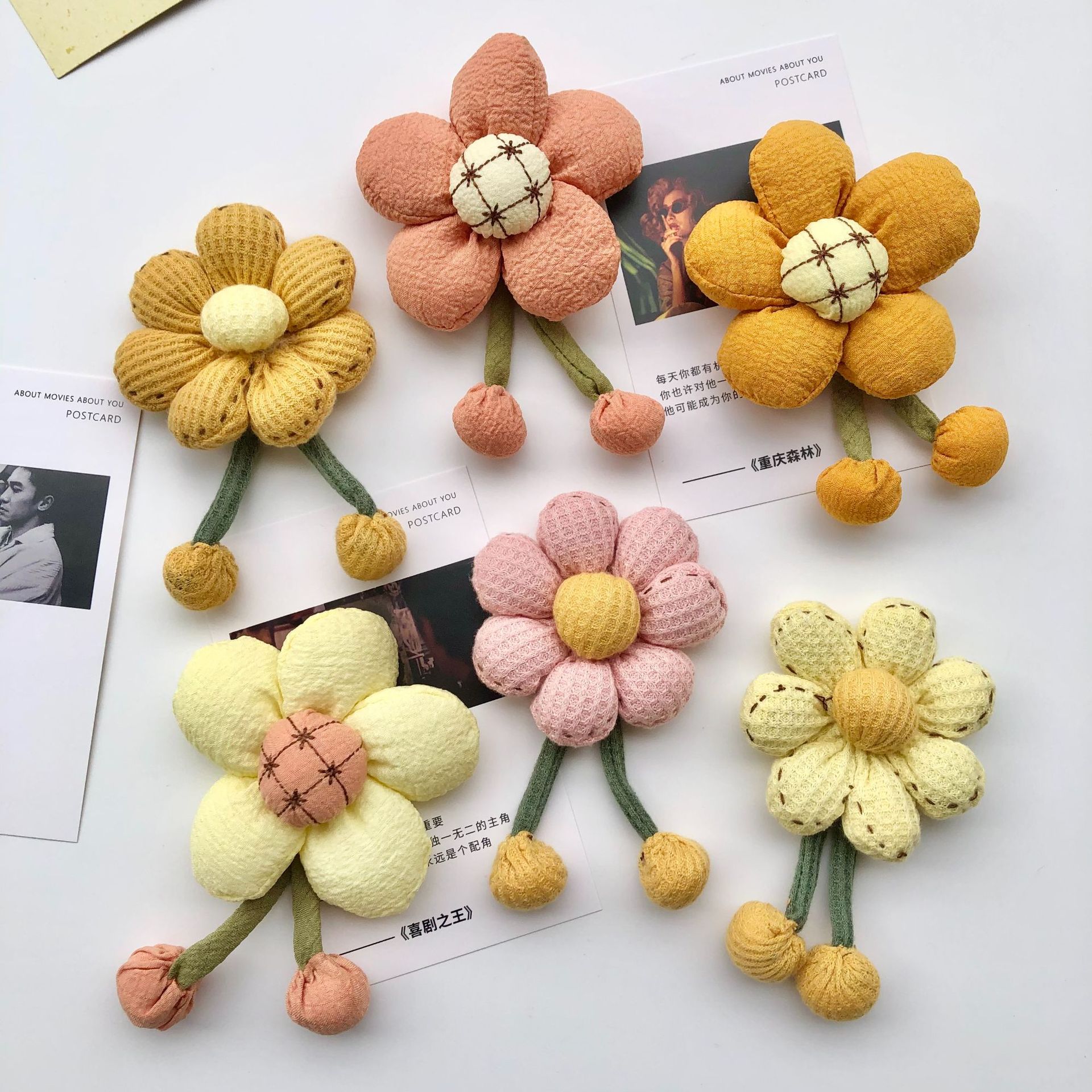 新款面包花韩系太阳花充棉花朵DIY服饰包包头饰窗帘配件辅料批发