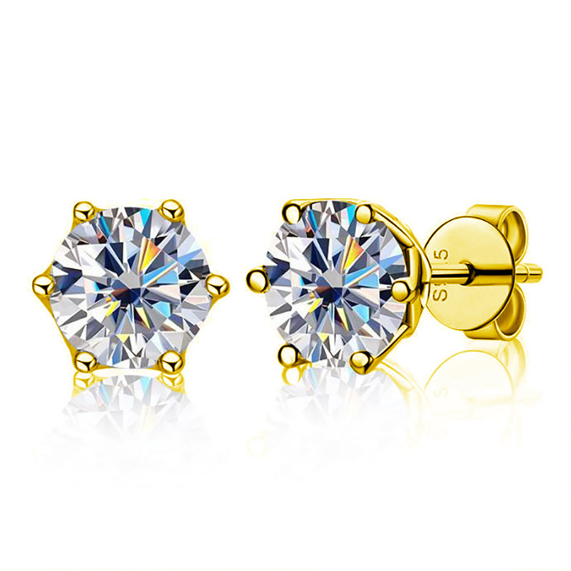 925 실버 세팅 2CT 모이사나이트 - 골드