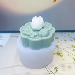 爆款中秋月饼可爱小兔子香薰蜡烛硅胶模具月兔月饼烘焙蛋糕模具