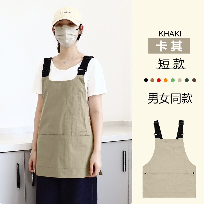 Comercio exterior delantal de lona impermeable logotipo personalizado sala de arte barista ropa de trabajo caballo clip delantal casero chaleco