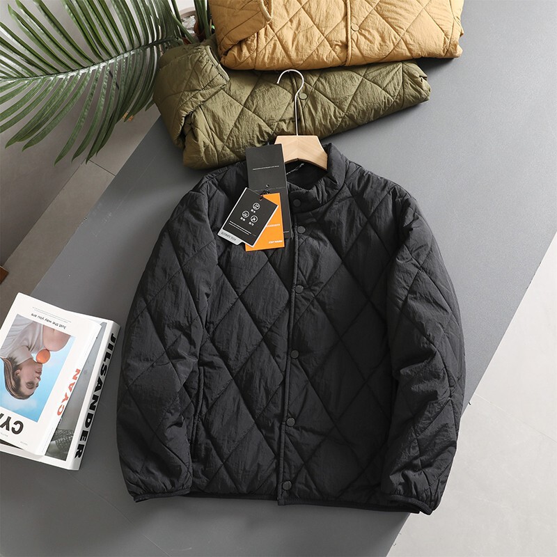 Silk Cotton Lining! Waterproof, Oil-Proof and Anti-Fouling Autumn and Winter Men's Lightweight and Warm Stand-Up Collar Cotton Jacket