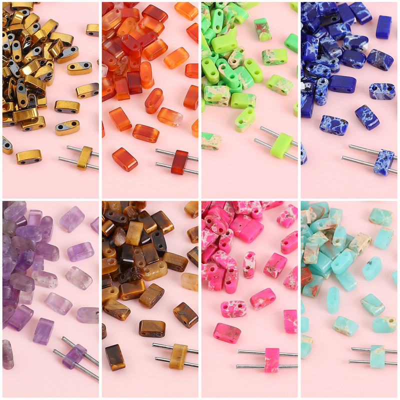 Natural Synthetic Agate Geometric Quadrilateral Loose Beads DIY Beaded Bracelet Simple Fashion Commuter Jewelry Wholesale