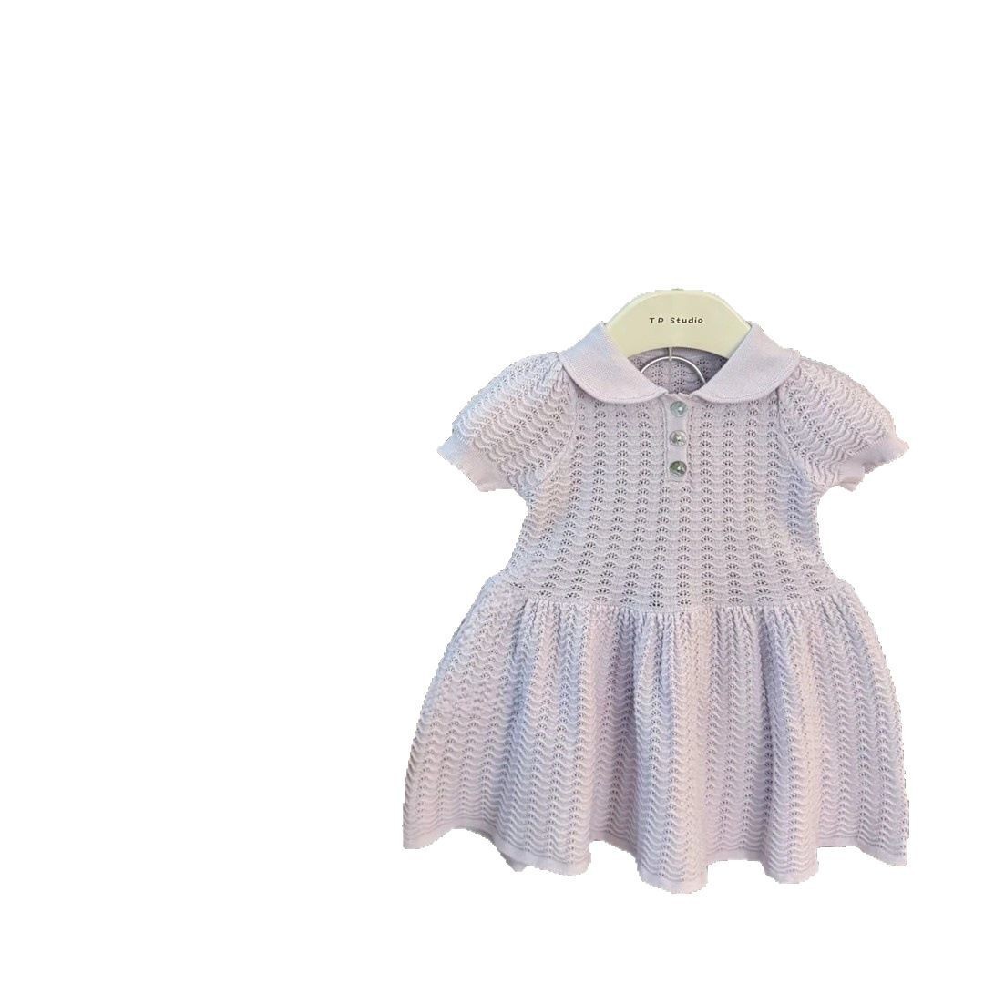 [Xianning Seven] ¡Estilo universitario británico! Falda de princesa cerosa suave de seda de hielo de manga corta con cuello de muñeca de bebé femenino