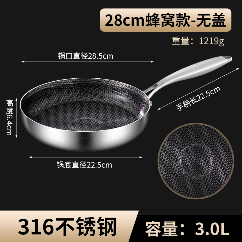 [뚜껑 없음] 28cm 모서리가 잘린 벌집무늬 논스틱 프라이팬