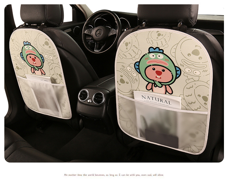 Beaver women's cute cartoon chair back anti-kick cushion car chair back anti-fouling cushion four seasons Universal with storage belt