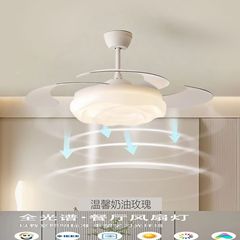 レストランファンライト新しいクリームスタイルルーム寝室シーリングファンライトシンプルモダンシーリングファンライト中山照明