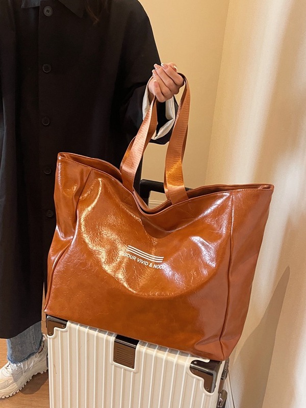 Súper suave bolsa grande de moda elegante color sólido aceite de cera de cuero bolsa de equipaje de corta distancia bolsa de yoga fitness bolsa de deporte