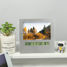 创意多功能相框电子钟LCD显示万年历相框时尚立式温度计闹钟批发