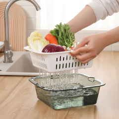 Meiya crystal transparent stackable set of sifter drain basket vegetable sink kitchen plastic fruit plate department store wholesale