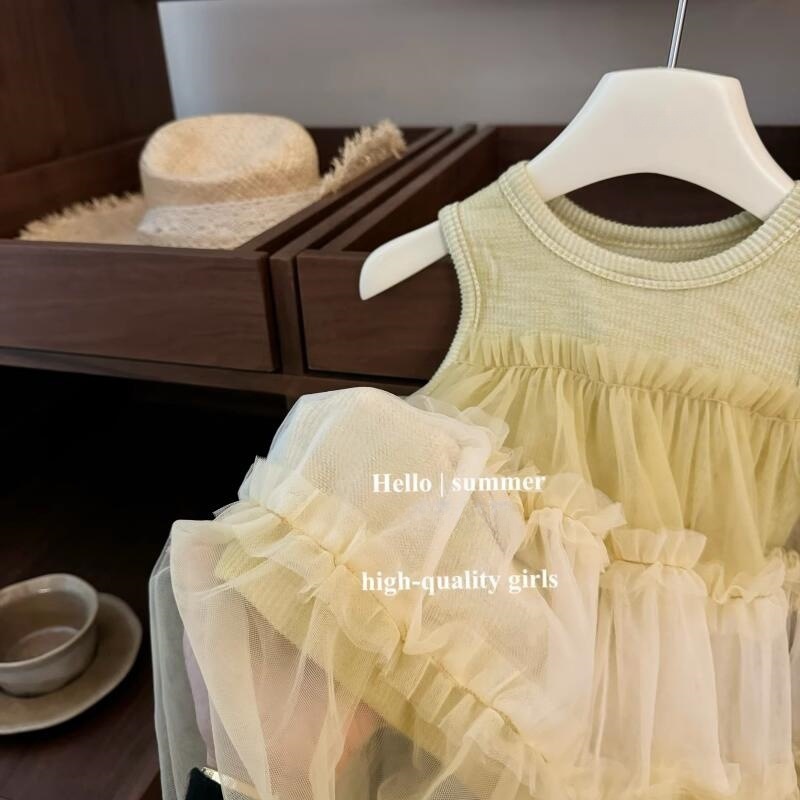 [Siete de limón salado] ¡Leche! Falda de hada de bebé de estilo de vacaciones Ropa para niños coreanos Falda de princesa de malla con orejas de madera