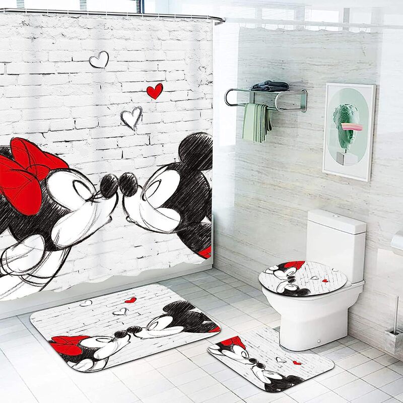 Cross-Border 3D Digital Printing Shower Curtain Partition Curtain Waterproof Polyester Shower Curtain Bathroom Curtain Cartoon American Style Door Curtain