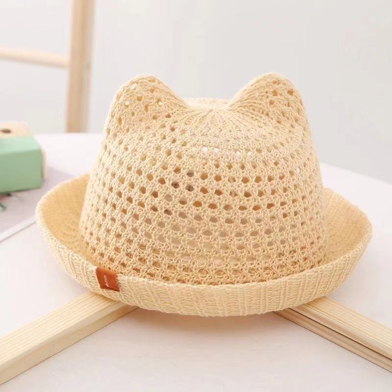 Children Unisex Cartoon Style Cute Solid Color Crimping Straw Hat display picture 2