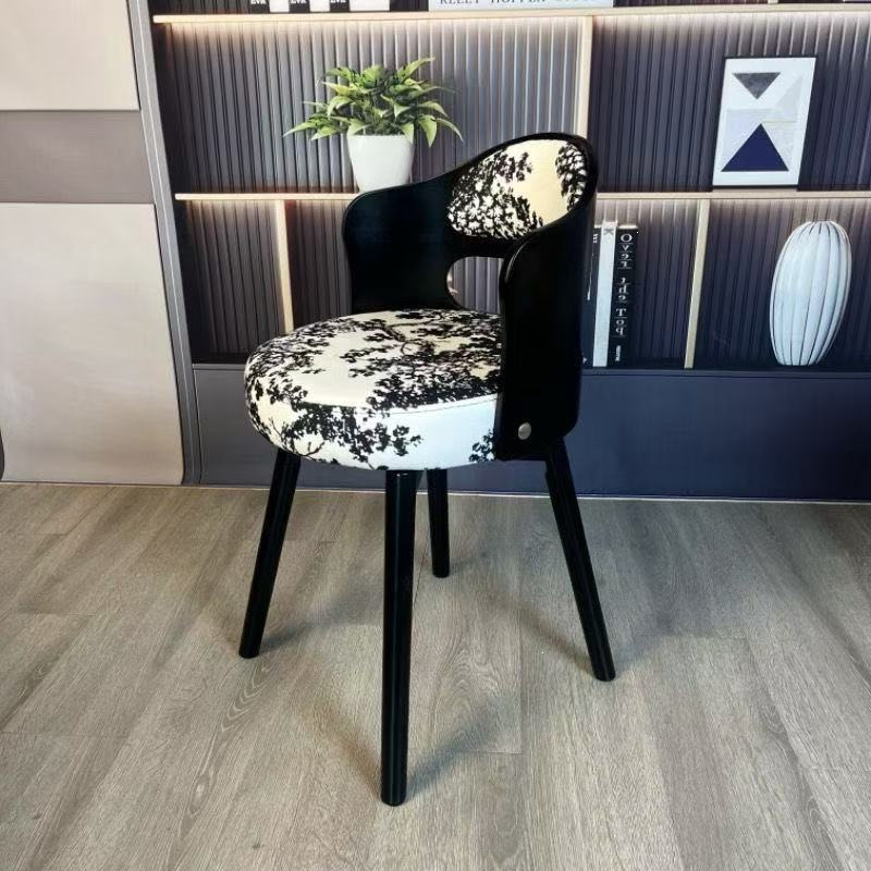 Solid Wood Household Swivel Table and Chair, Light Luxury Makeup Computer Stool, Dining Chair, Vintage Children's Study Bedroom Oak Chair