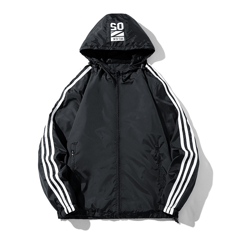 Men's Spring and Autumn Outerwear, Youth Sports Top, Men's Casual Hooded Jacket, Cross-border Men's Clothing, Three Stripes, Casual and Versatile