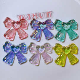 亚克力配件批发diy发饰发夹手工材料手机壳电镀透明爱心蝴蝶结