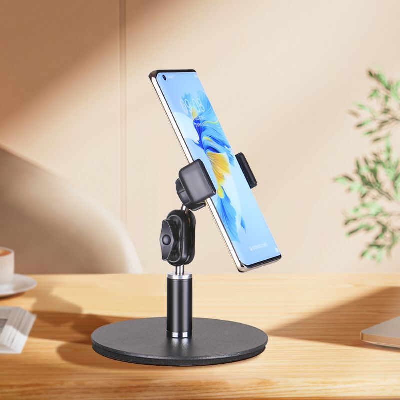 Low Metal Mobile Phone Holder Live Broadcast Desktop Disc Weighted 360 ° Lazy People Can Lift the Rotating Drama Base
