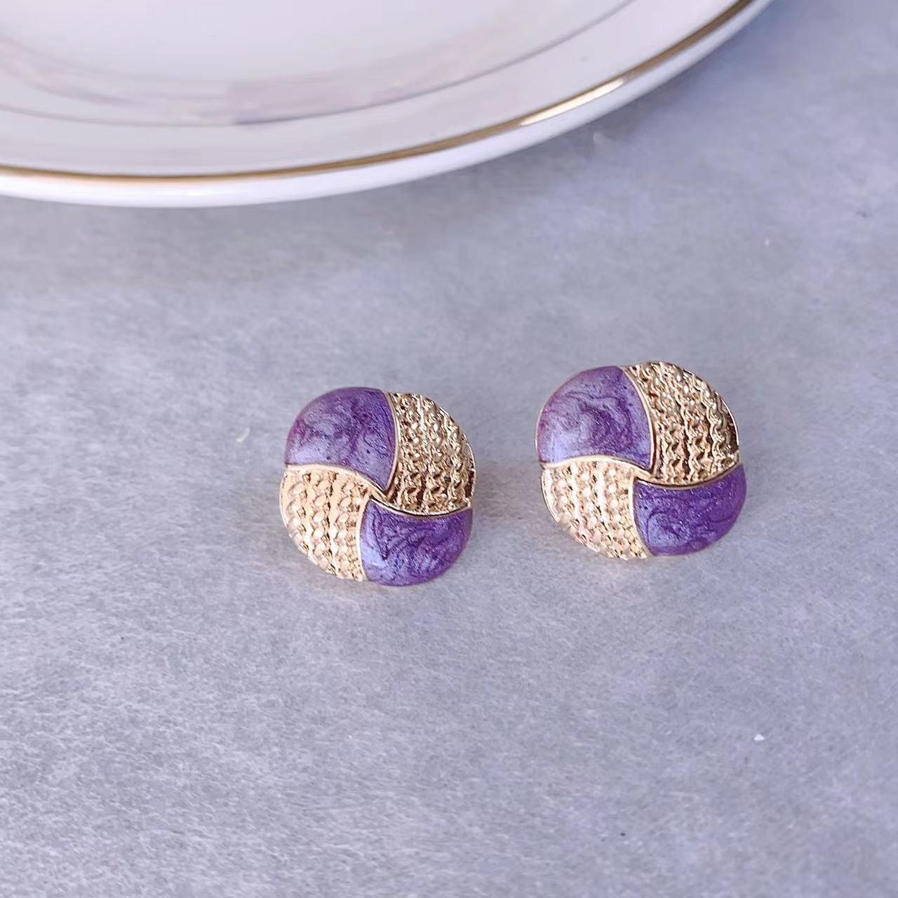 Enamel Design 1 Pair Sweet Simple Style Triangle Heart Shape Flower Enamel Alloy Drop Earrings