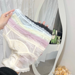 新商品の無痕フレンチレースの女性の下着の半透明の薄いタイプの通気性の女子学生のセクシーな風の中で腰の三角のズボン