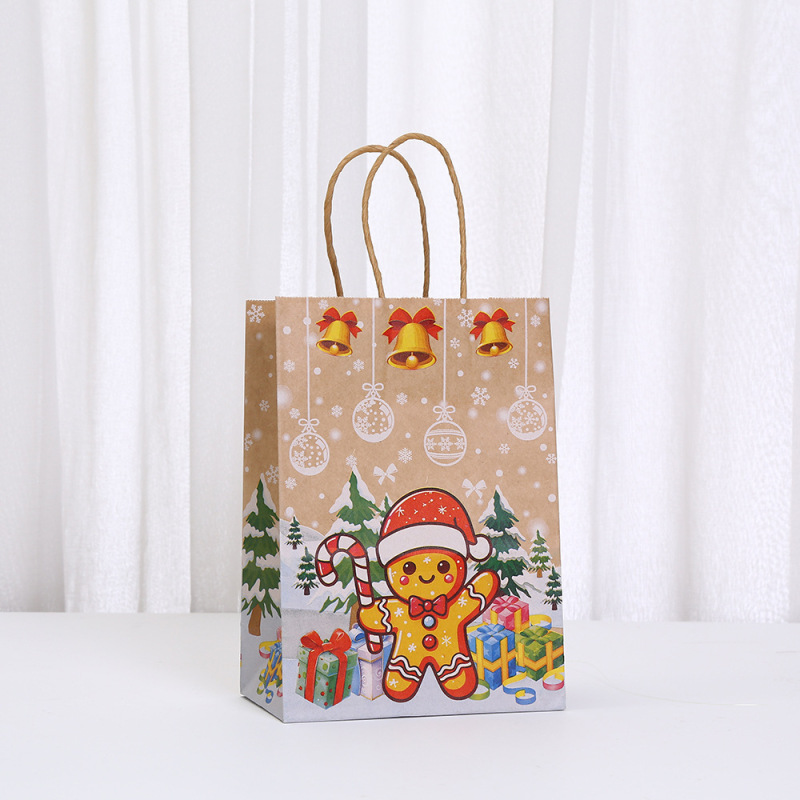 プリントショッピングバッグ卸売クラフト紙袋パーティーギフトギフトバッグテイクアウトバッグクリスマスジンジャーブレッドマントートバッグ|undefined