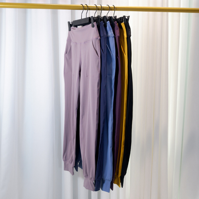 Spring, Summer and Autumn Yoga Women's Sports High-Waist Elastic Yoga Pants with Outer Pockets and Elastic Casual Fitness Pants