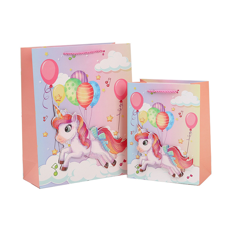 Nueva serie de dibujos animados bolsas de regalo 3D comercio exterior transfronterizo bolsa de tarjeta blanca supermercado tienda de regalos bolsa de papel al por mayor