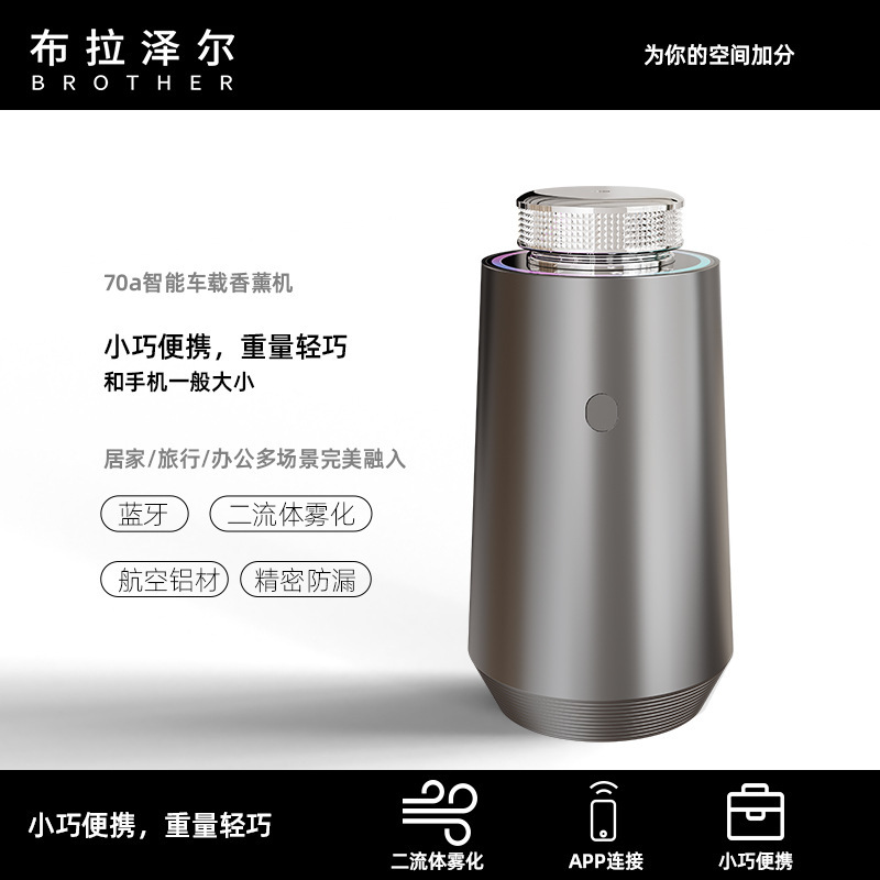 跨境新款车载香薰机铝合金空气扩香机车载香氛机APP全自动喷香机|undefined