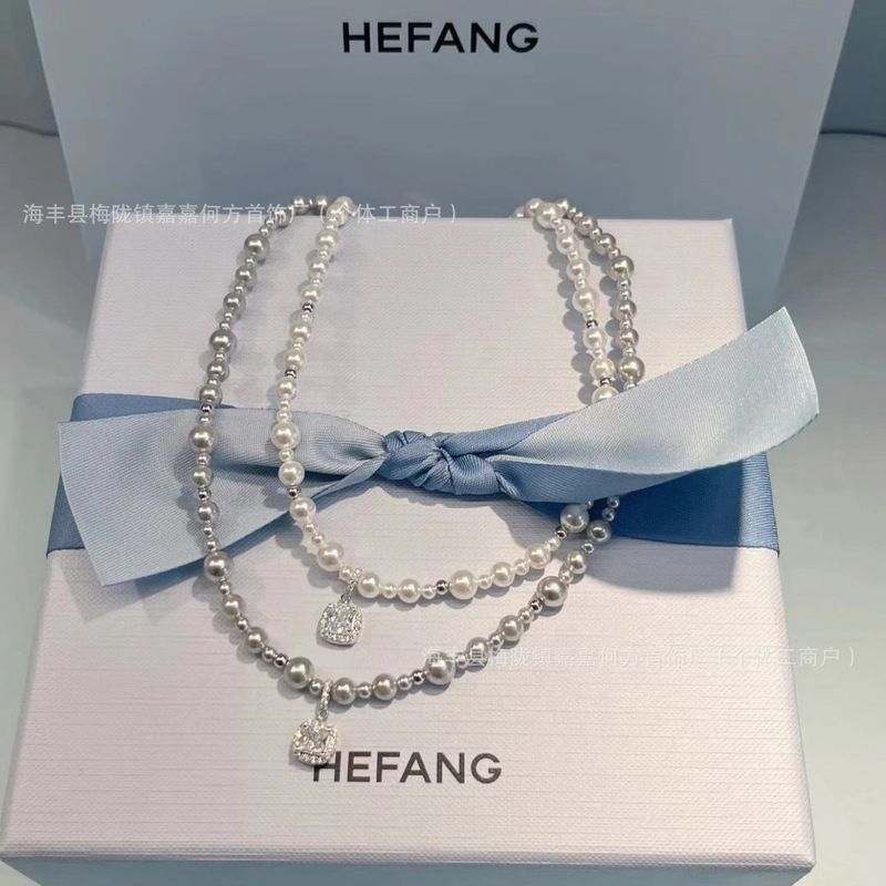 Hefang He Fang Jewelry Bubble Sugar Cube Necklace Accessible Luxury High-End Jewelry Birthday Gift Clavicle Chain Accessories for Women