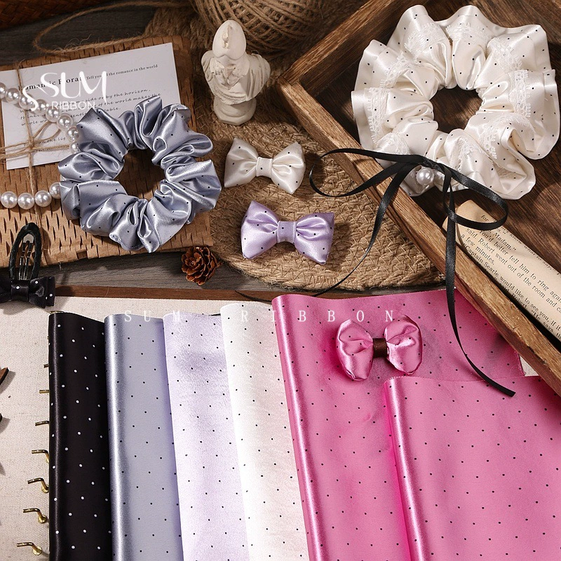 Glossy cloth, hair accessory with bow handmade, DIY