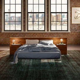 设计师诧寂风实木床LAGO意式极简悬浮床轻奢现代主卧双人床