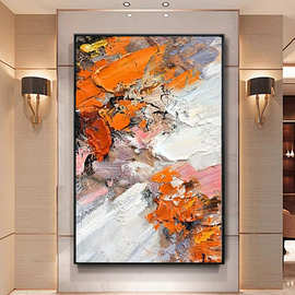 纯手绘油画喷绘画客厅沙发背景墙装饰画玄关走廊现代肌理抽象挂画