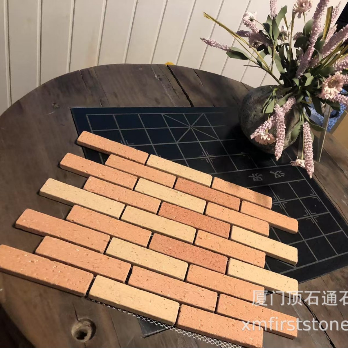 红砖长短条马赛克厂家批发手工文化砖装饰室内外背景墙面马赛克