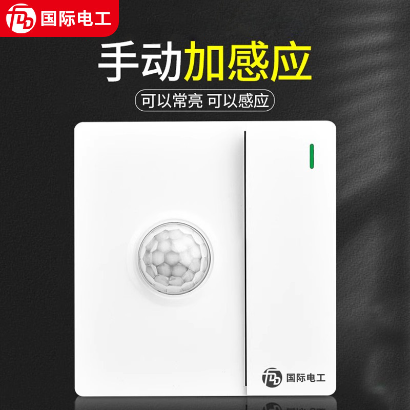 86-type one-switch double-control plus human body sensor switch with light-controlled infrared sensor Plus Switch intelligent delay panel
