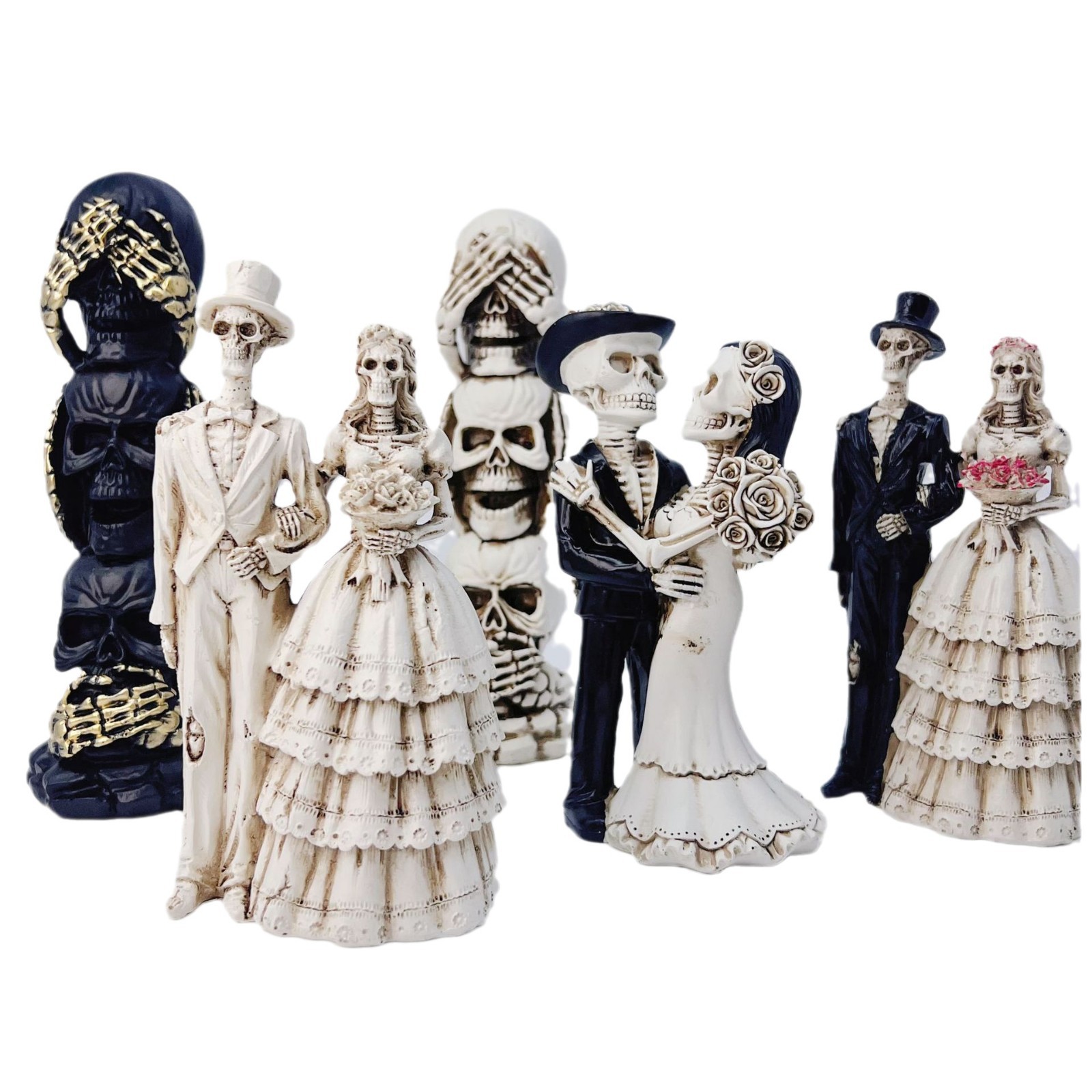 Retro nuevos productos de Halloween esqueletos parejas de resina adornos de escritorio para el hogar entrada jardín y otros regalos decorativos