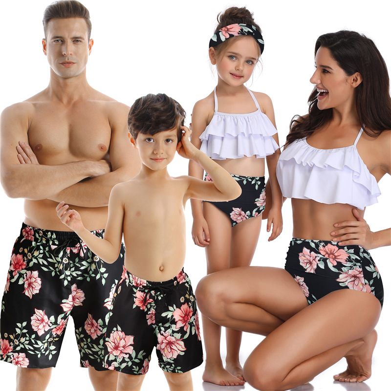 print high-waist beach shorts parent-child father-son swimsuit  NSHYU121330