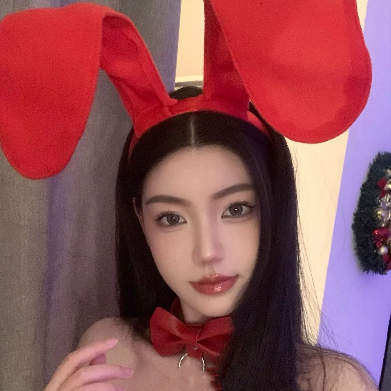 Headband Red Rabbit Lace Ears, Handmade Hair Accessory, High-Quality Graduation Party Style