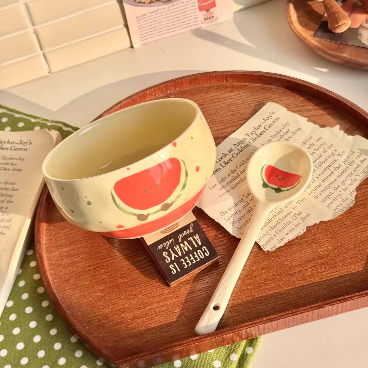 【Red Watermelon】4.65-inch rice bowl + exclusive spoon