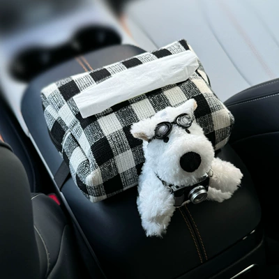 Creative and Cute West Car tissue box/set - flying-mirror-camera-west-highland-arrest-black-check-bag