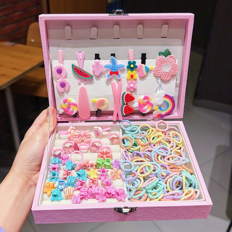 Caja de regalo para niños Jewelry Set linda niña pequeña regalo de cumpleaños princesa cabello cabello cuerda caja de joyería de alta gama