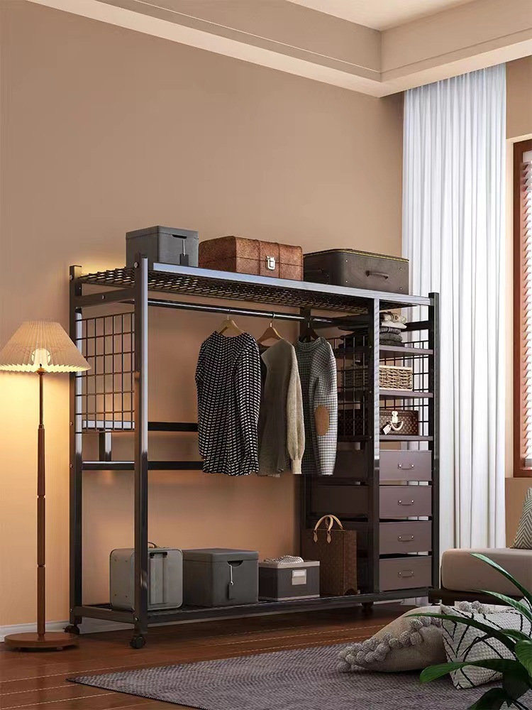 Metal Wardrobe Home Bedroom Rental Storage Cabinet Open Economical Strong and Durable Assembly Simple Wardrobe
