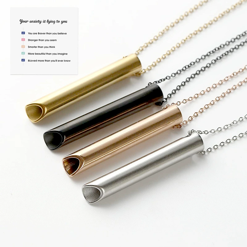 Трансграничная горячая Распродажа из нержавеющей стали с вакуумным покрытием ожерелье со свистком Стереоскопическая медитация для сброса давления осознанность Регулировка подвески для дыхания