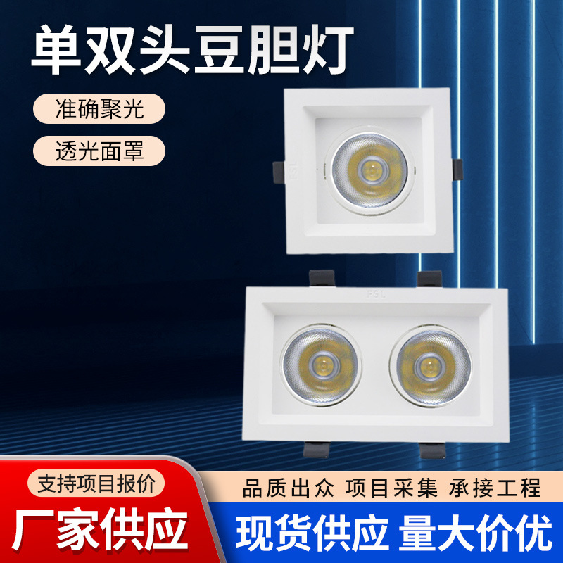 FSL Foshan Lighting LED Single/Double Head COB Downlights for Clothing Stores and Shopping Malls, Recessed Square Spotlights