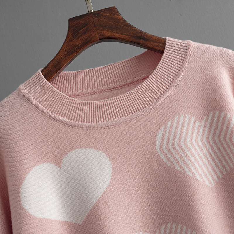 Winter, Autumn Season Wholesale Women's Casual Heart Shape Long Sleeve Jacquard Sweaters & Cardigans