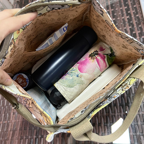 Running new canvas kitten portable large-capacity lunch box bag lunch lunch bag mommy bag for work and commuting