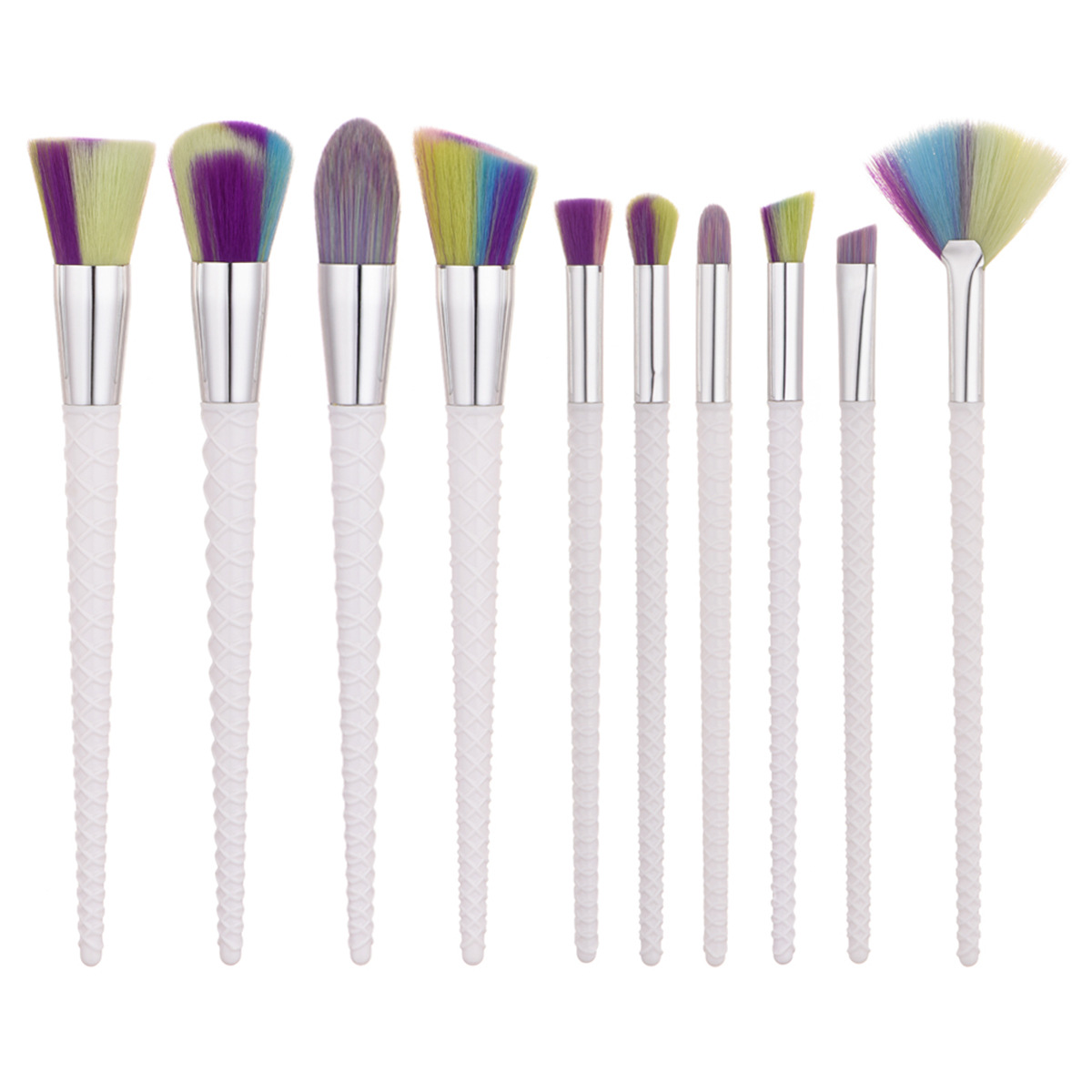 Set di 10 nuovi pennelli da trucco professionali bianchi_voghion.com